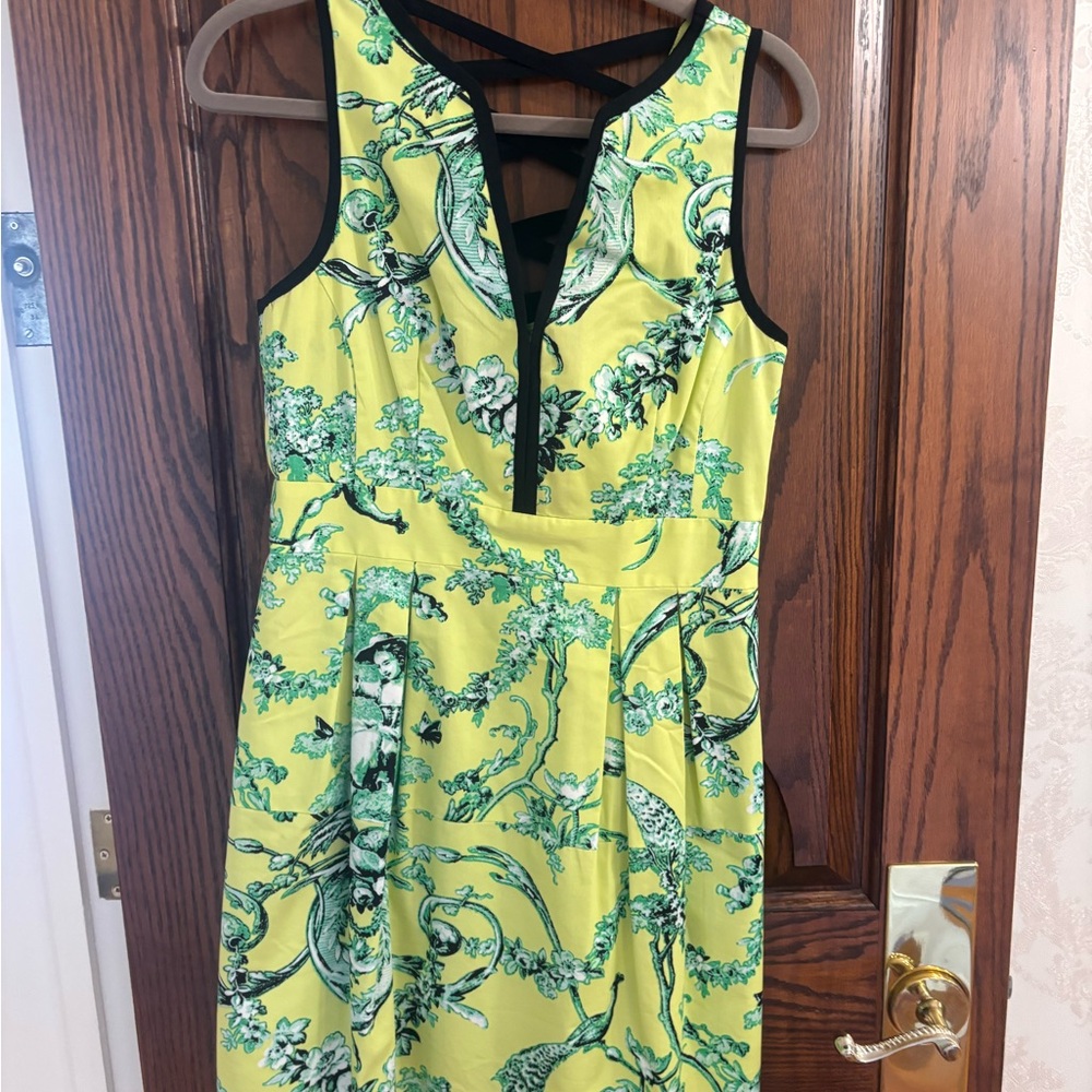 Nanette Lepore Yellow and Green Floral Midi Dress